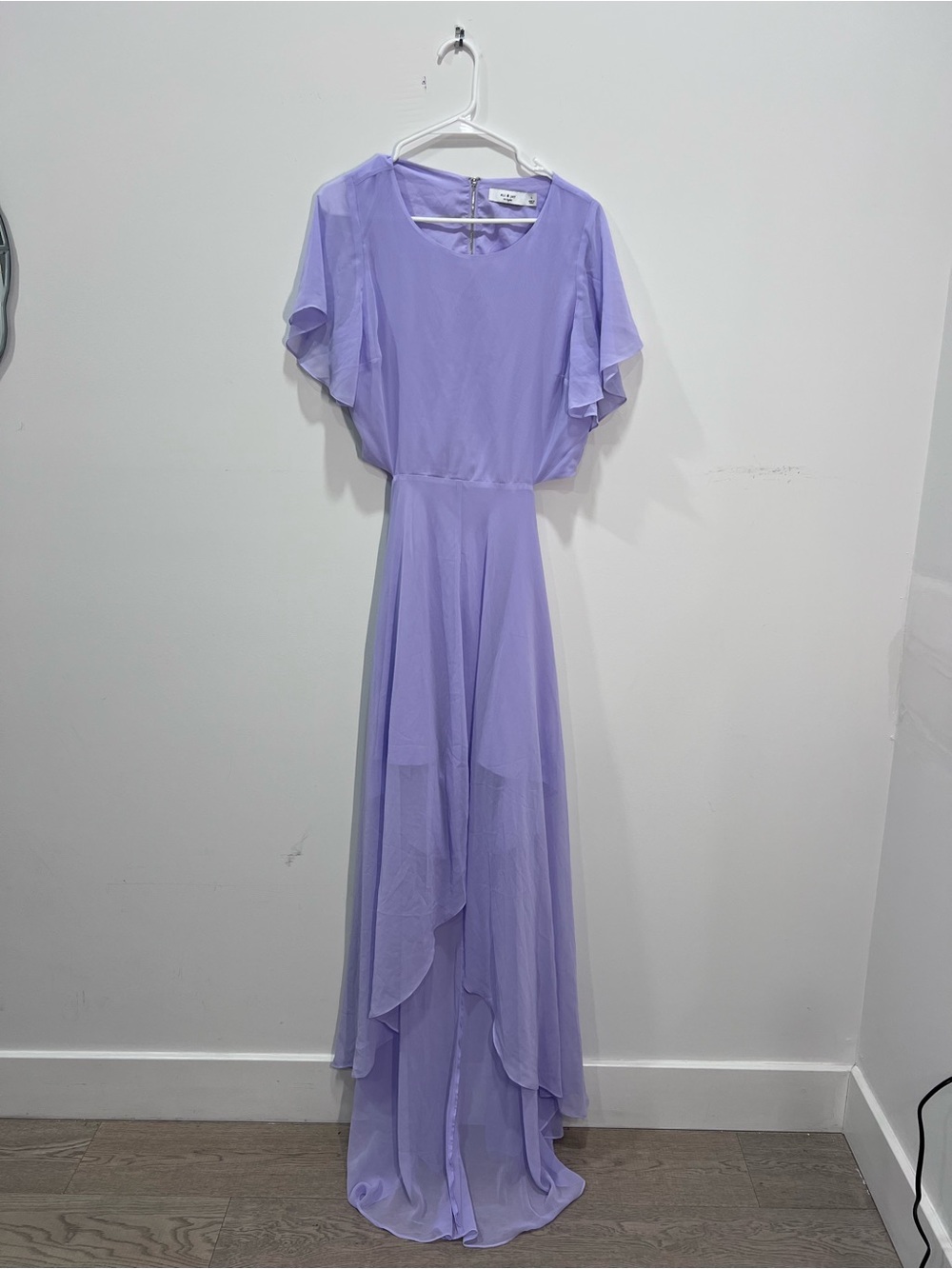 ALI & JAY Lavender Chiffon Flutter-Sleeve Maxi Dress